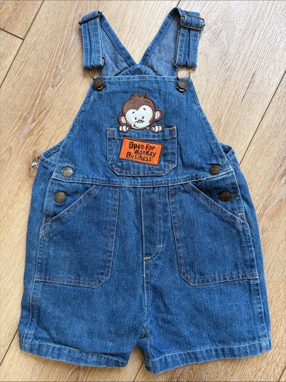 vintage denim shortalls Monkey Business 18 Months Cotton